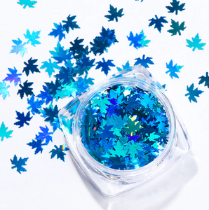 Glitter Leaves - Aqua