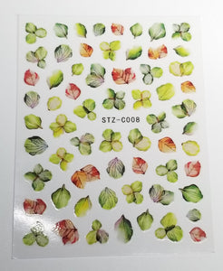 Nail Stickers - Watercolour Petals Green