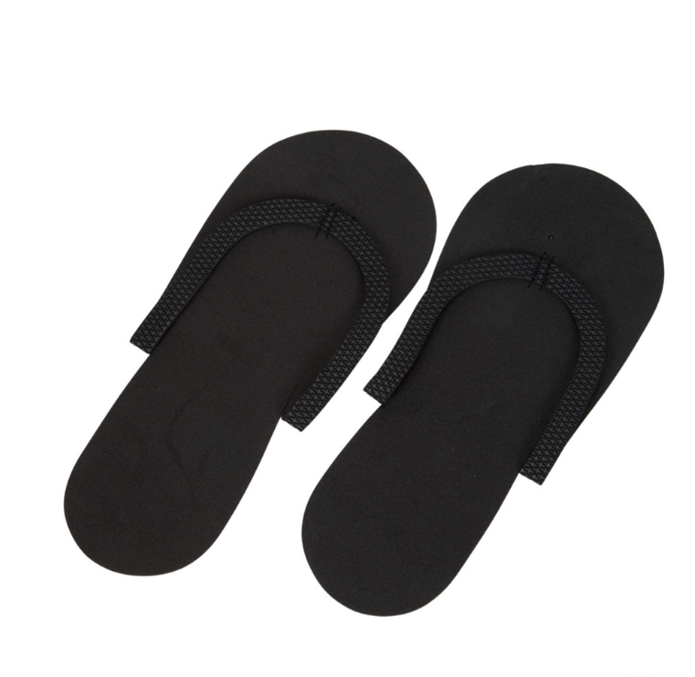 Pedicure Slippers - Textured Bottom Black 12pr