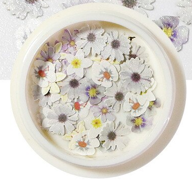 Wood Nail Decoration - Pearl Light Purple/White Flowers